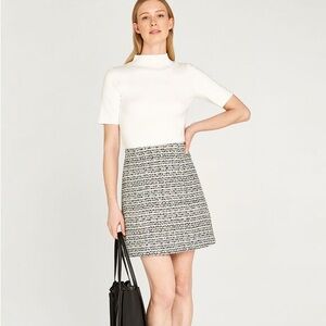 Banana Republic Black and Cream Tweed Cotton Blend Mini Skirt